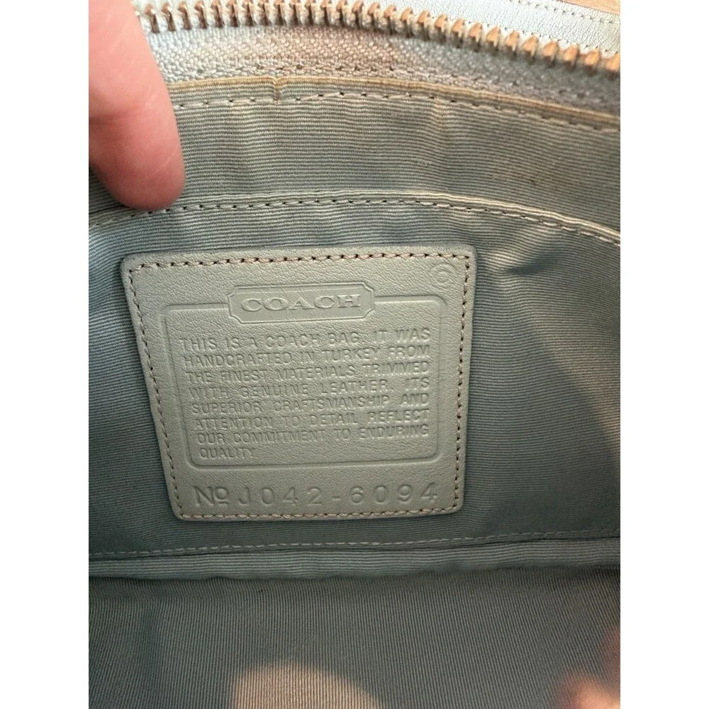 Coach Y2K Vintage 6094 Baby Blue Signature Demi Shoulder Bag Pouchette Leather